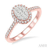 1/2 ctw Oval Shape Diamond Lovebright Ring in 14K Rose and White Gold